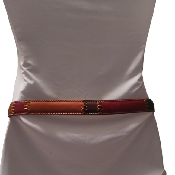 Fossil Colorful Stitched Leather Belt Women's Size M - Picture 4 of 8